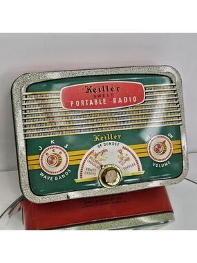 Vintage Keiller Sweet Portable Radio EMPTY Confectionery Tin Tuning Dial READ